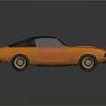 Orange Vintage Sports Car With Black Roof And Shiny Exterior