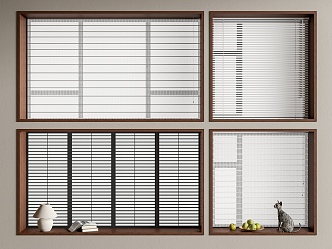 Modern venetian blinds Shangri-La blinds curtains roller blinds table lamp fruit tray windows 3d model