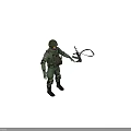 Military Soldier In Camouflage Uniform With Helmet Rifle And Russian Flag Patch