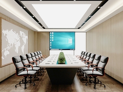 Meeting Room Conference Table Map Hanging Picture Projection 3d model