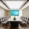 Meeting Room Conference Table Map Hanging Picture Projection 3d model