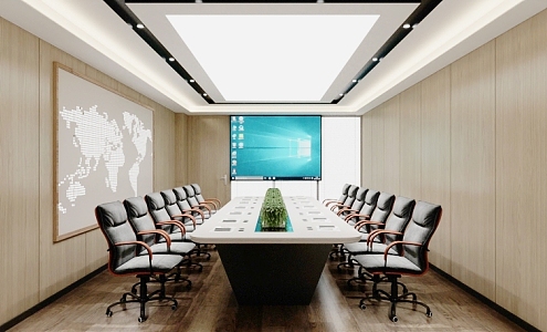 Meeting Room Conference Table Map Hanging Picture Projection 3d model