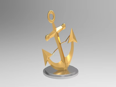 Golden Anchor Shaped Decorative Ornament Set With Silver Base For Home Decoration 3d model