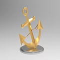 Golden Anchor Shaped Decorative Ornament Set With Silver Base For Home Decoration