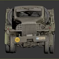 Functional Vintage Military Truck With Open Cargo Bed And Multi Wheel Setup