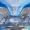 Modern Futuristic Fitness Center With Equipment And Lights