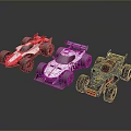 Toy Racing Cars with Modern Design in Red White Gray and Black Red Colors