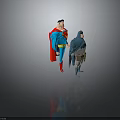 Superman and Batman Action Figures With Blue Costumes Red Cape and Gray Outfit