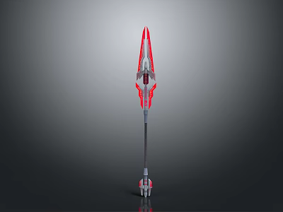 Futuristic Spear With Red And Silver Design Glowing Blade And Metallic Handle 3d model
