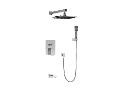 Modern Shower System With Rain Shower Head Handheld Sprayer Control Panel And Faucet 3d model