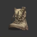 High Top Beige Casual Boots With Lace Up Design And Textured Outdoor Sole