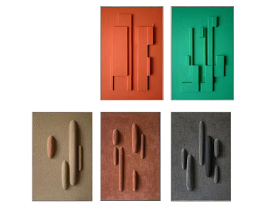 Colorful Textured Wall Decor With Geometric 3D Relief Panels In Various Shades 3d model