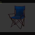 Outdoor Blue Fabric Folding Leisure Chair With Armrests And Metal Frame