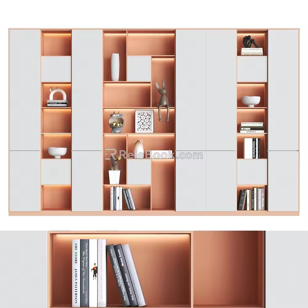 Light Luxury Bookcase Modern Bookcase Combination Bookcase Study Bookcase Full Wall Bookcase 3d model
