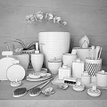 Elegant White Bathroom Accessories Including Soap Dish Toothbrush Holder Candles Orchid Decor for Modern Bathroom