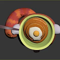 Cute Red Panda Plush Toy With Pancake Hat Honey And Fried Egg Spoon