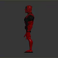 Red and Black Superhero Action Figure Standing with Glossy Surface and Detailed Design