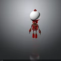 Red Robot Character With White Spherical Head Red Body Silver Arms And Legs Design
