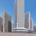 Modern Urban High Rise Buildings With Contemporary Architectural Design And Glass Facades