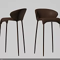 Modern Brown Bar Stools Featuring Stylish Design And Slim Supportive Legs 3d model