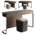 Modern Sleek Dressing Table Design With Upholstered Stool And Metal Frame 3d model