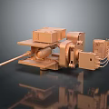 3D Rendering Of Copper Colored Mechanical Device With Platform Motor Long Rod And Components