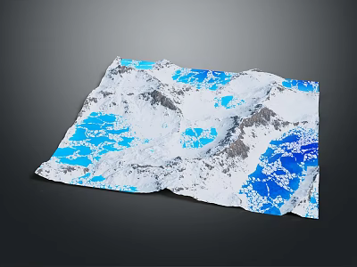 Garden Landscape Design With Terrain Model Blue Water Areas And White Landscape Features 3d model