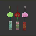 Colorful Decorative Wind Chimes With Bamboo Cherry Blossom And Geometric Pattern Tags