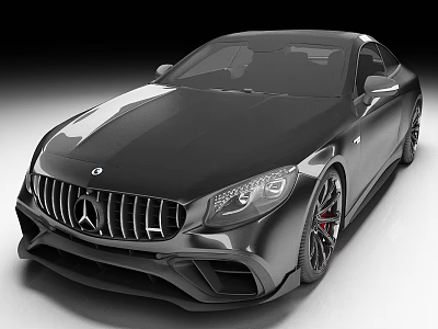 Black Mercedes Benz Sports Coupe With Sleek Design Front Grille And Headlights 3d model