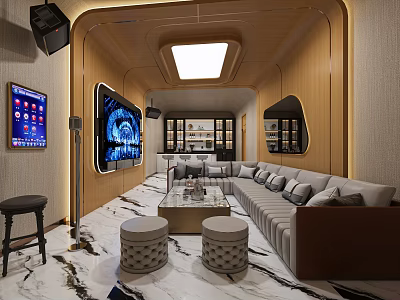 Luxury KTV Private Room Interior With Sofas And Screens 3d model