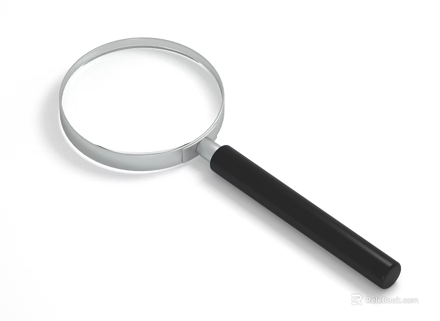 Magnifying Glass With Metal Frame And Black Handle Clear Lens 3d model 
