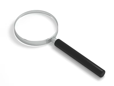 Magnifying Glass With Metal Frame And Black Handle Clear Lens 3d model