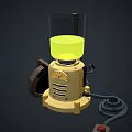 Retro Electric Apparatus With Transparent Glass Container Yellow Liquid Metal Base And Power Cord