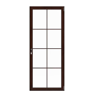 Swing Door With Glass Panes And Dark Wood Frame For Interior Use 3d model