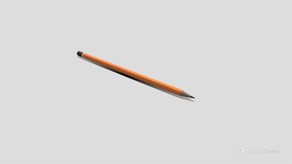 High Quality Orange Wooden Pencil with Sharpened Tip Isolated on Gray Background Surface 3d model