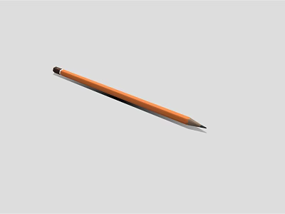 High Quality Orange Wooden Pencil with Sharpened Tip Isolated on Gray Background Surface 3d model