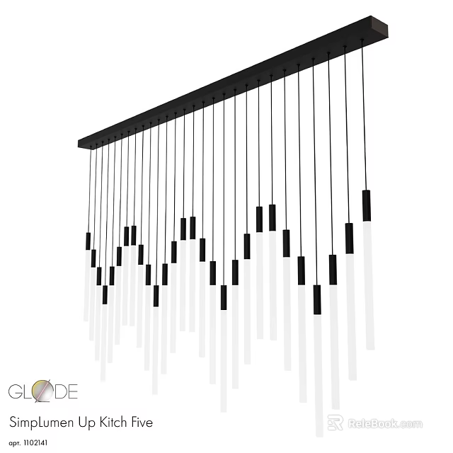 Modern Linear Chandelier With Sleek Vertical Pendant Lights And Black Frame 3d model 