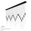 Modern Linear Chandelier With Sleek Vertical Pendant Lights And Black Frame