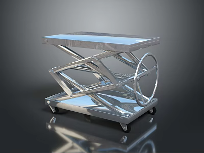 Industrial Stainless Steel Mobile Lift Table With Wheels And Adjustable Structure 3d model