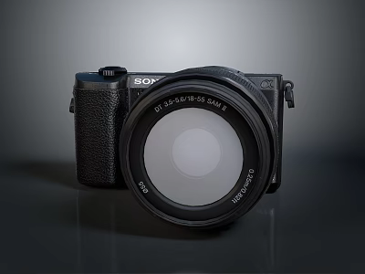 Sony Digital Camera With Black Body And Professional Detachable Lens Design 3d model