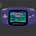 Purple Game Boy Advance Handheld Gaming Console With Pokémon Emerald