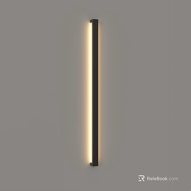 Modern Slim Wall Sconce On White Wall With Soft LED Lighting Sleek Black Metal 3d model 