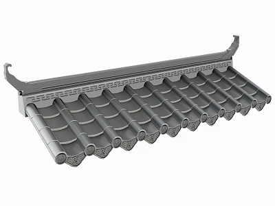 Traditional Chinese Roof Component With Gray Tile Design And Ornamental Edges 3d model