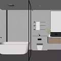 Modern Bathroom Interior With Freestanding Bathtub Vanity Mirror And Recessed Lighting