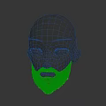 Realistic Black Head Model With Facial Organs And Brown Beard Hair