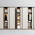 Modern Wardrobe With Sliding Doors Multiple Storage Hanging Rails Folded Clothes And Shoe Shelves