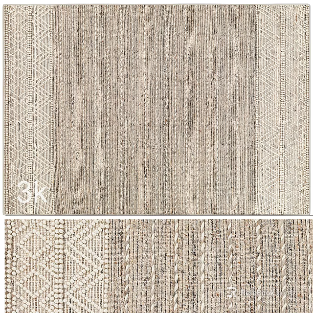 Elegant Square Rug With Woven Texture And Neutral Geometric Patterns 3d model 
