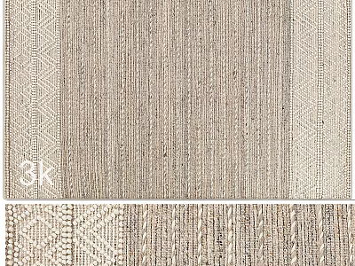 Elegant Square Rug With Woven Texture And Neutral Geometric Patterns 3d model