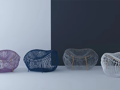 Colorful Woven Single Chair With Purple Blue Gray White Tones In Modern Design 3d model