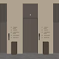 Modern Elevators In Building With Directional Signs And Trash Bins 3d model